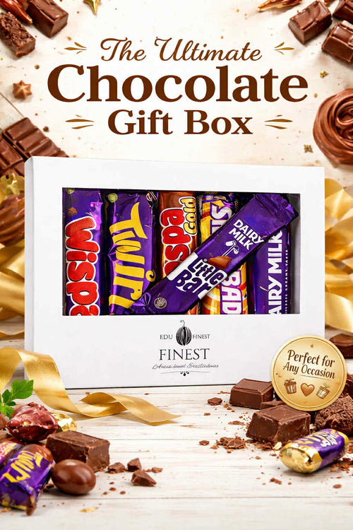 EDU Finest Chocolate Gift Box Assortment – Dairy Milk, Wispa, Twirl, Caramilk & More | British Chocolate Selection | Chocolate Gift for Birthdays, Holidays & Special Occasions