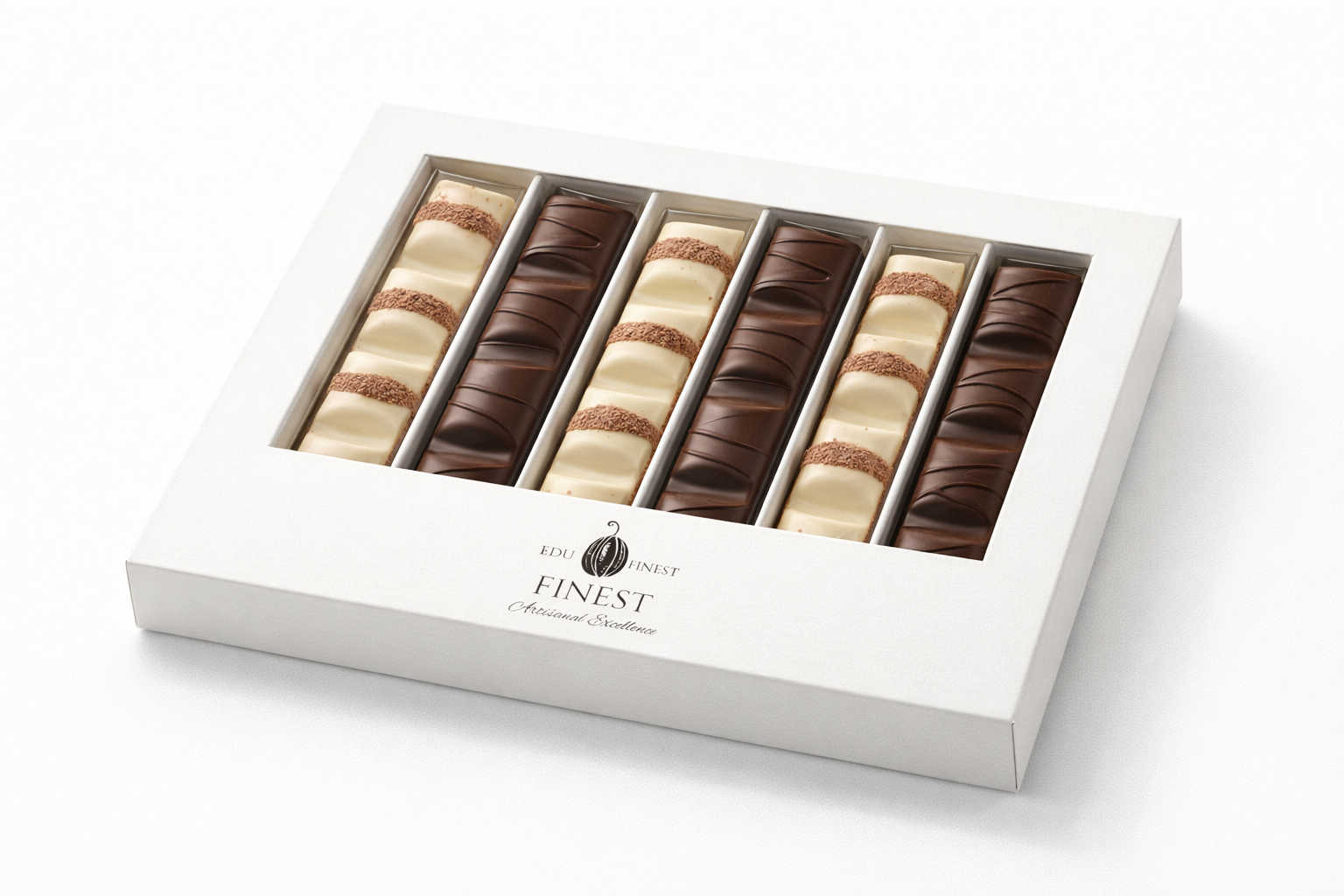 White & Milk Chocolate Wafer Bars with Creamy Hazelnut Filling – Gourmet Chocolate Gift Box – Individually Wrapped Chocolate Sticks
